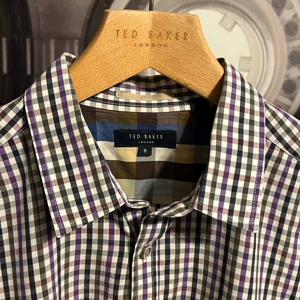 LS Ted Baker Purple/Black plaid style Woven